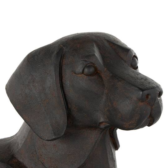 30.5" Black with Copper Shading Sitting Dog Sculpture